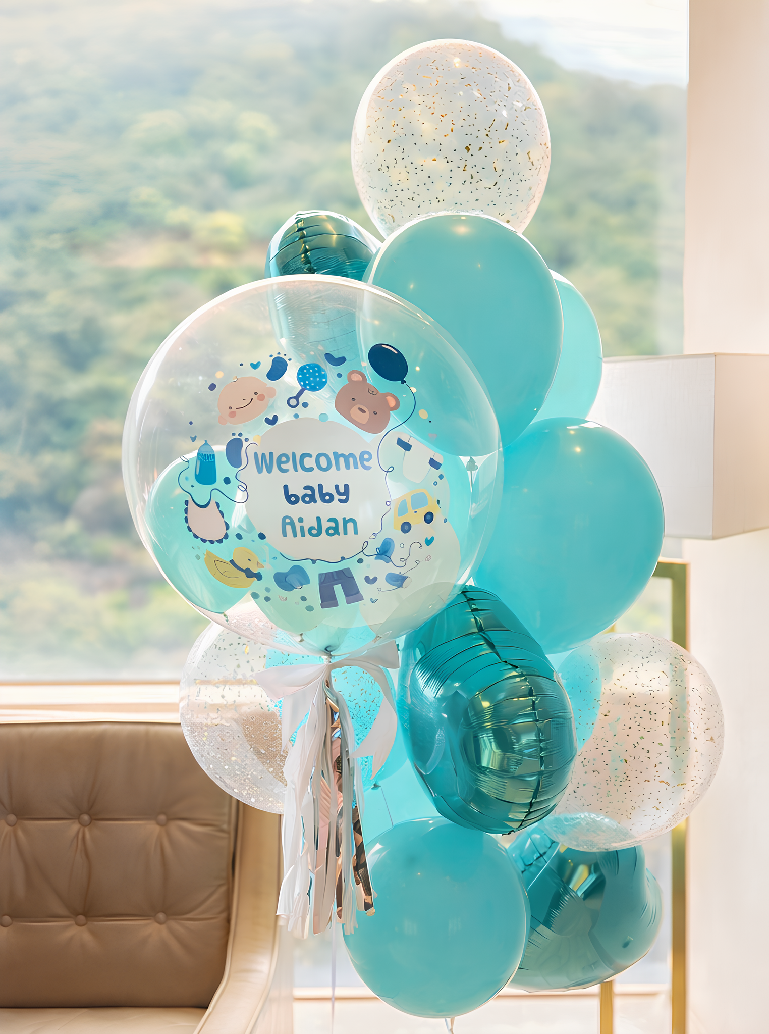 Welcome Baby｜新生寶寶禮物｜薄荷綠 ｜男寶氣球 | BALLOONHK 氣球專門店