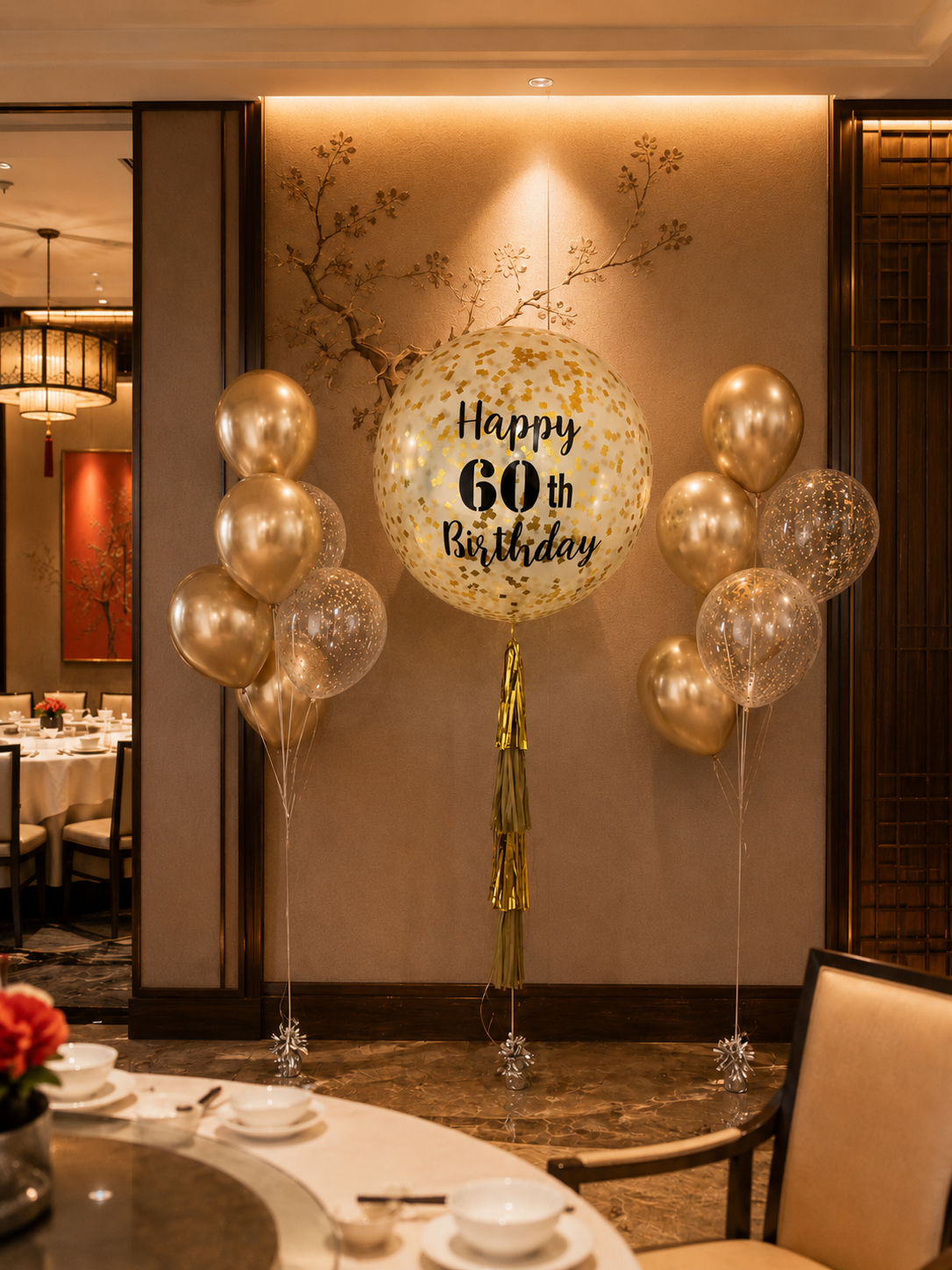 金禧壽宴生日氣球｜金色壽宴氣球套裝