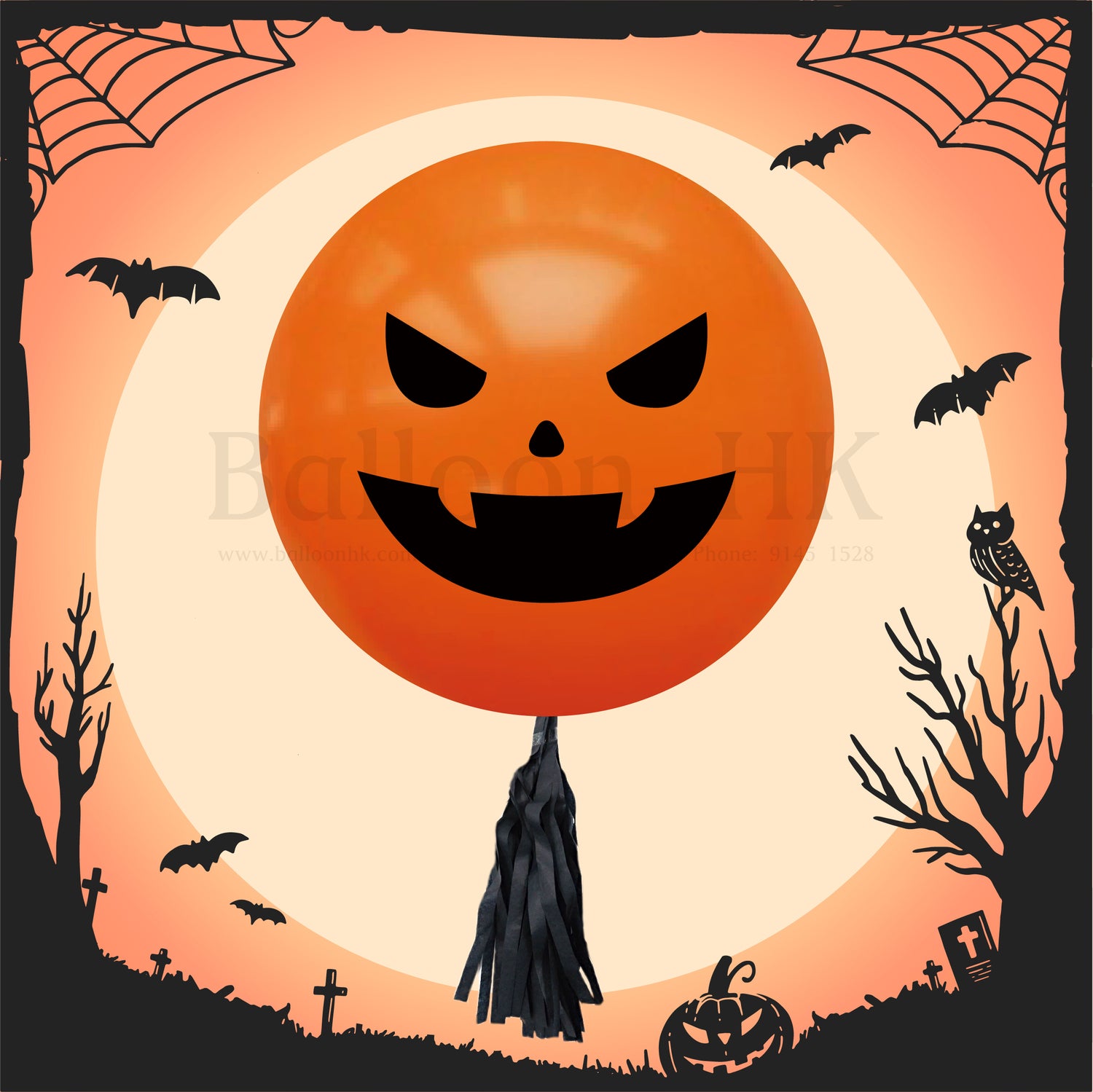 24" 水晶糖果 - Halloween 南瓜 - 橙色 + 流蘇
