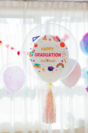 24" 彩印畢業水晶波中橡膠氣球 + 裝飾 (3天預訂)