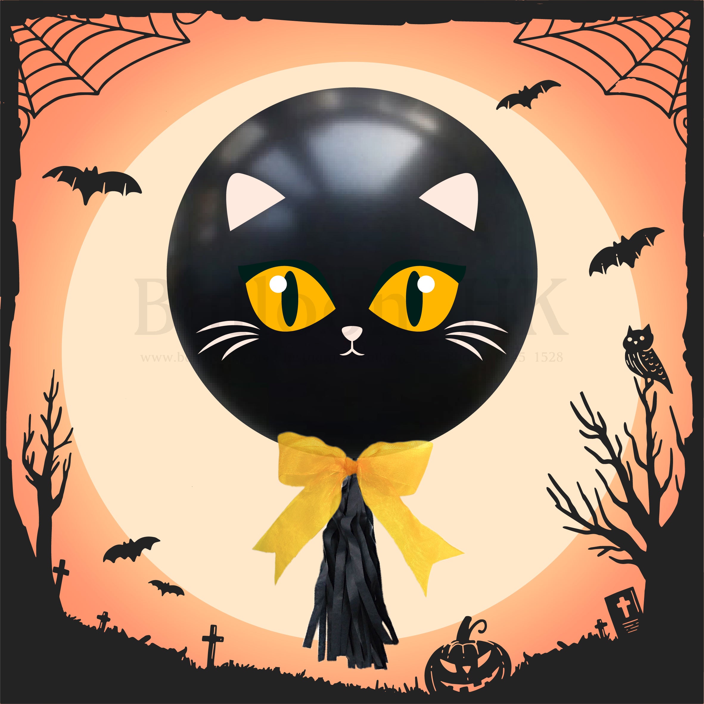 24" 水晶糖果 - Halloween 貓咪 - 黑色 + 裝飾