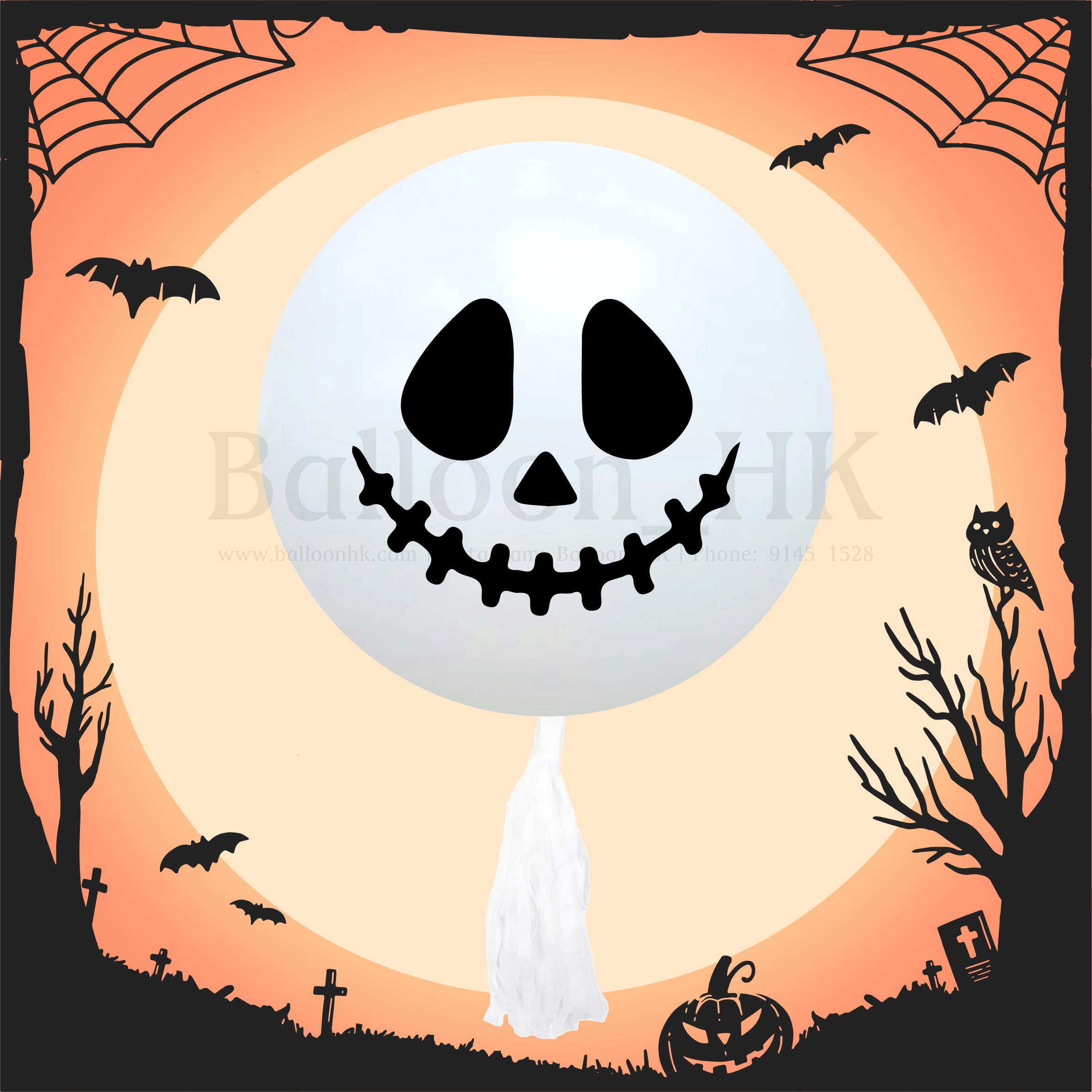 24" 水晶糖果 - Halloween Ghost + 流蘇