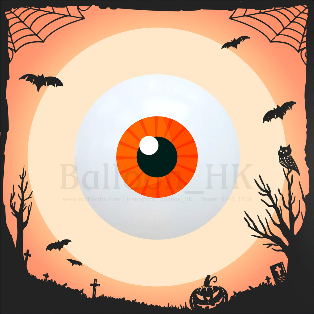 24" 水晶糖果 - Halloween 大眼仔 - 橙色