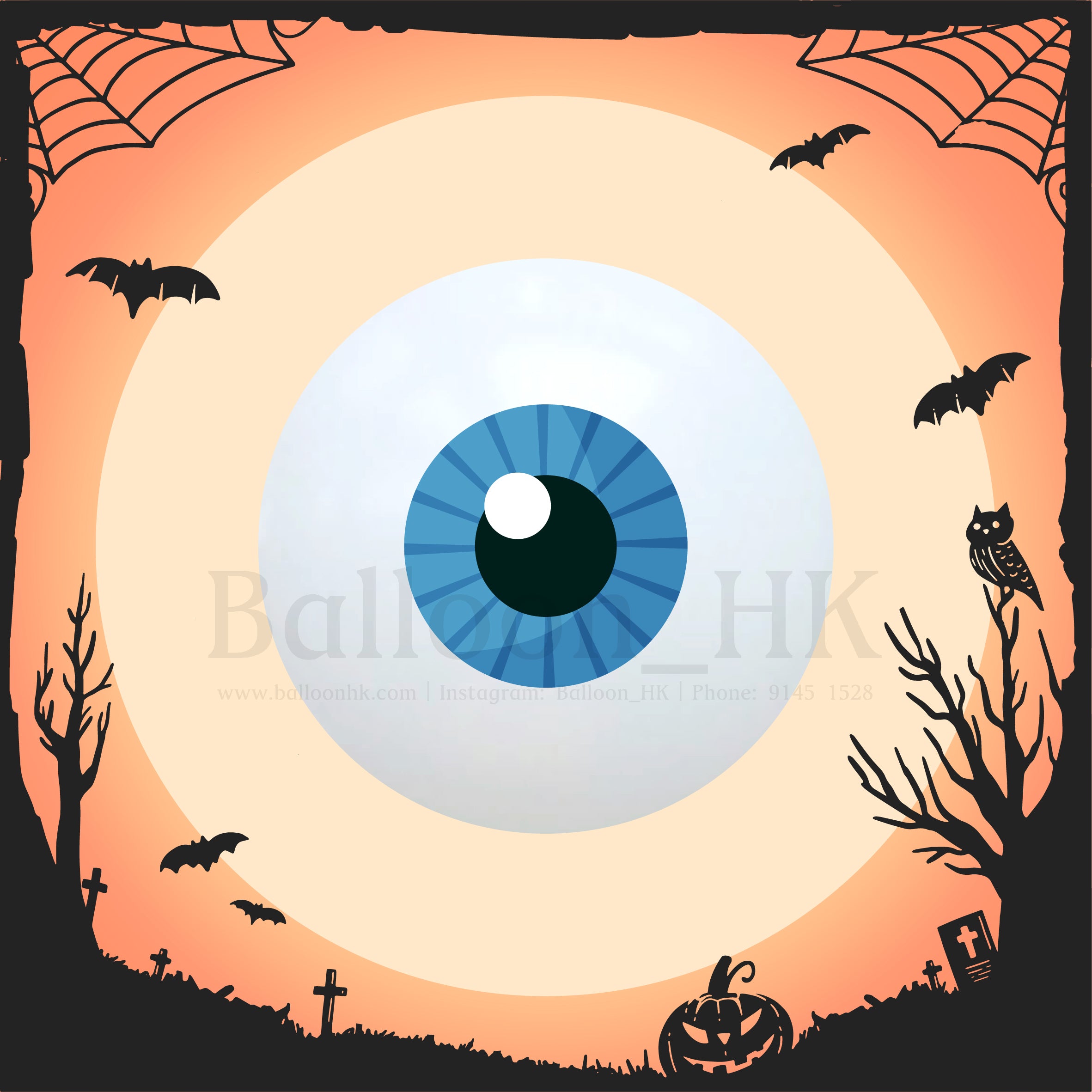 24" 水晶糖果 - Halloween 大眼仔 - 藍色