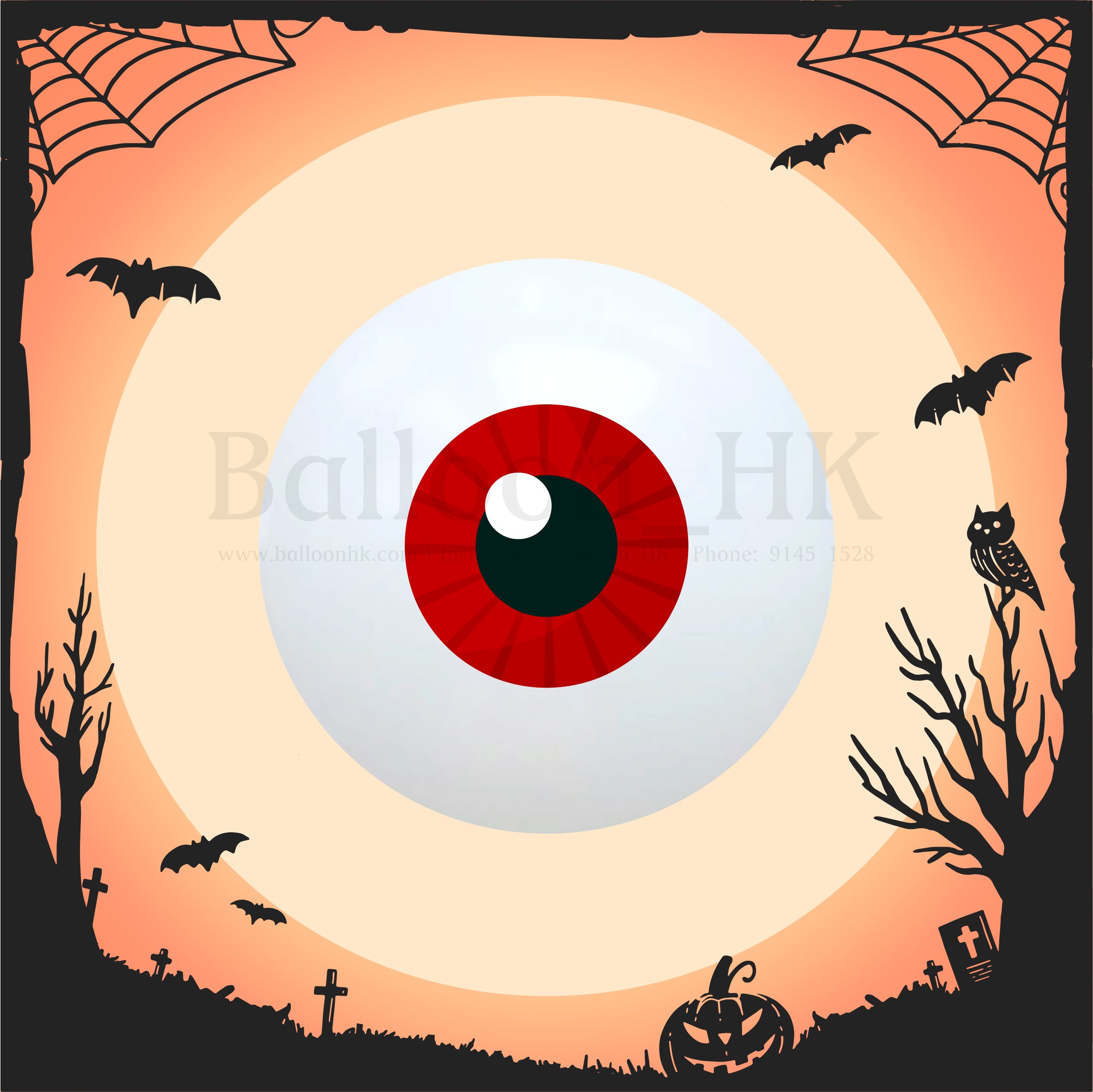 24" 水晶糖果 - Halloween 大眼仔 - 紅色