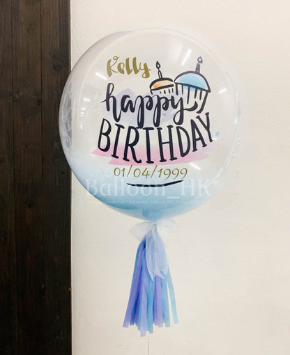 生日彩印水晶羽毛氣球+裝飾