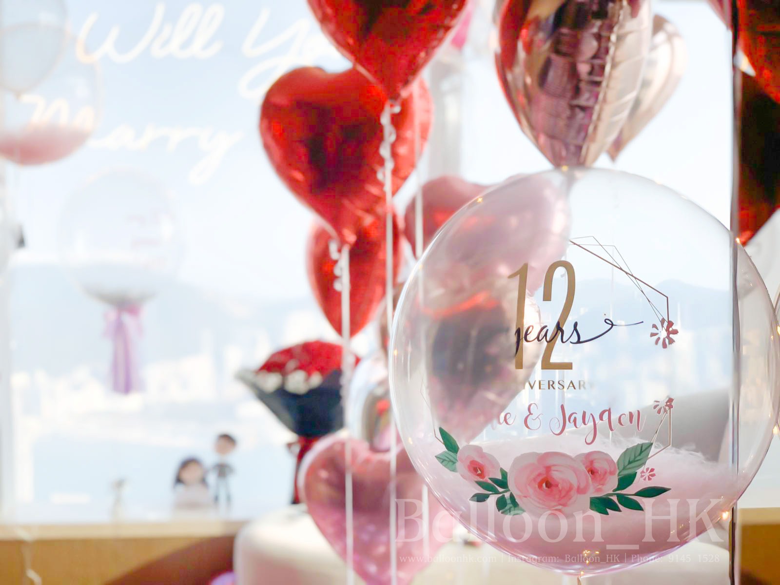 彩印水晶羽毛氣球 +  Anniversary 主題  (3天預訂)