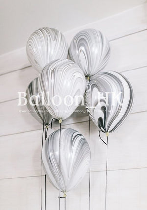 11" 橡膠瑪瑙氣球-黑白色