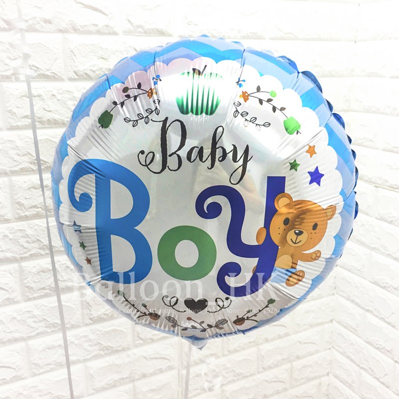 Baby Boy花花小熊｜氫氣球｜氦氣球｜錫紙氣球| BalloonHK 
