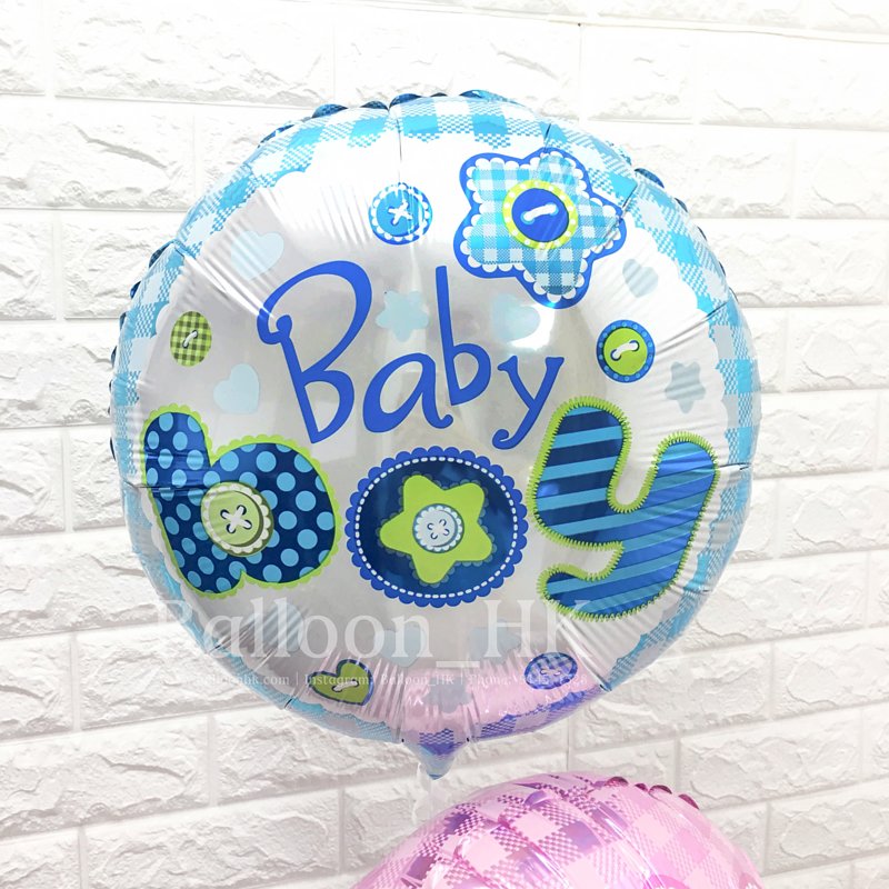 Baby Boy格仔紋|氫氣球|氦氣球|錫紙氣球| BalloonHK