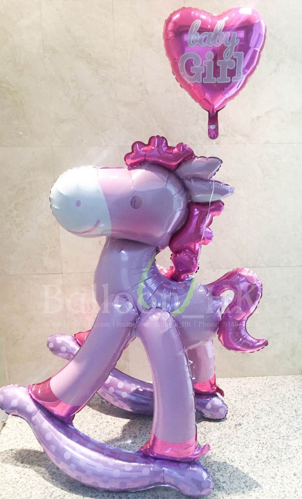 Baby Girl 座地大木馬｜氫氣球｜氦氣球｜錫紙氣球| BalloonHK 