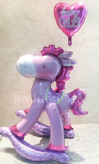 Baby Girl 座地大木馬｜氫氣球｜氦氣球｜錫紙氣球| BalloonHK 