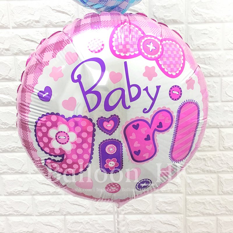 Baby Girl 格仔紋｜氫氣球｜氦氣球｜錫紙氣球| BalloonHK
