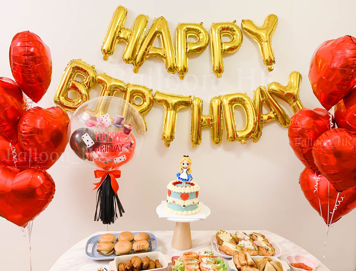Alice in Wonderland 紅心撲克牌｜愛麗絲夢遊仙境氣球｜生日派對氣球｜卡通氣球｜Balloon HK