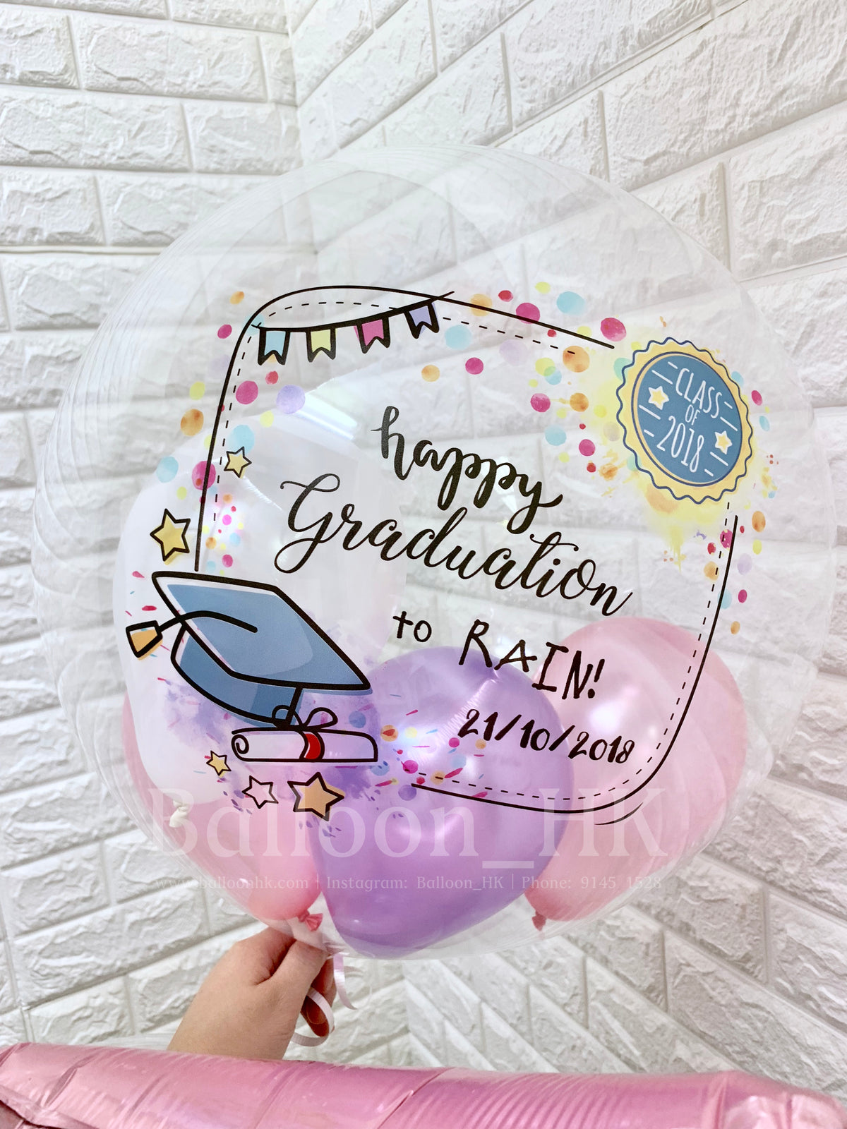 水晶波中波｜畢業氣球｜ Message氣球｜BALLOON HK 氣球專門店