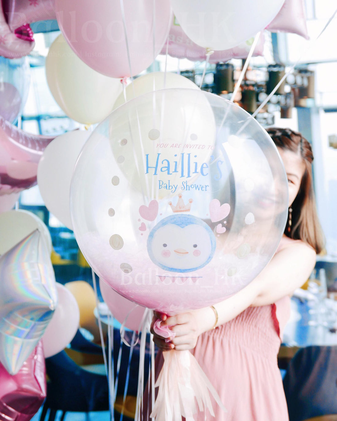 透明羽毛氣球｜Message氣球｜Baby Shower氣球｜BALLOON HK 氣球專門店