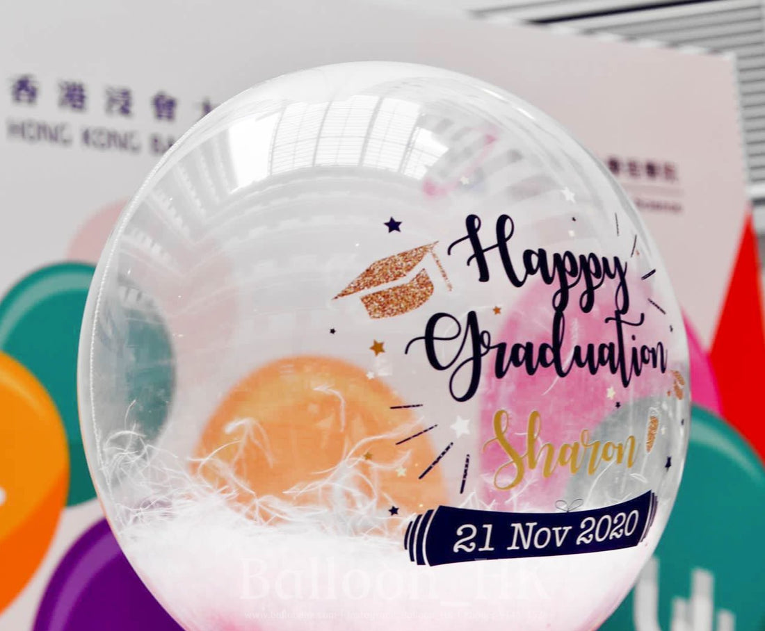 透明羽毛氣球｜畢業氣球｜ Message氣球｜ BALLOON HK 氣球專門店