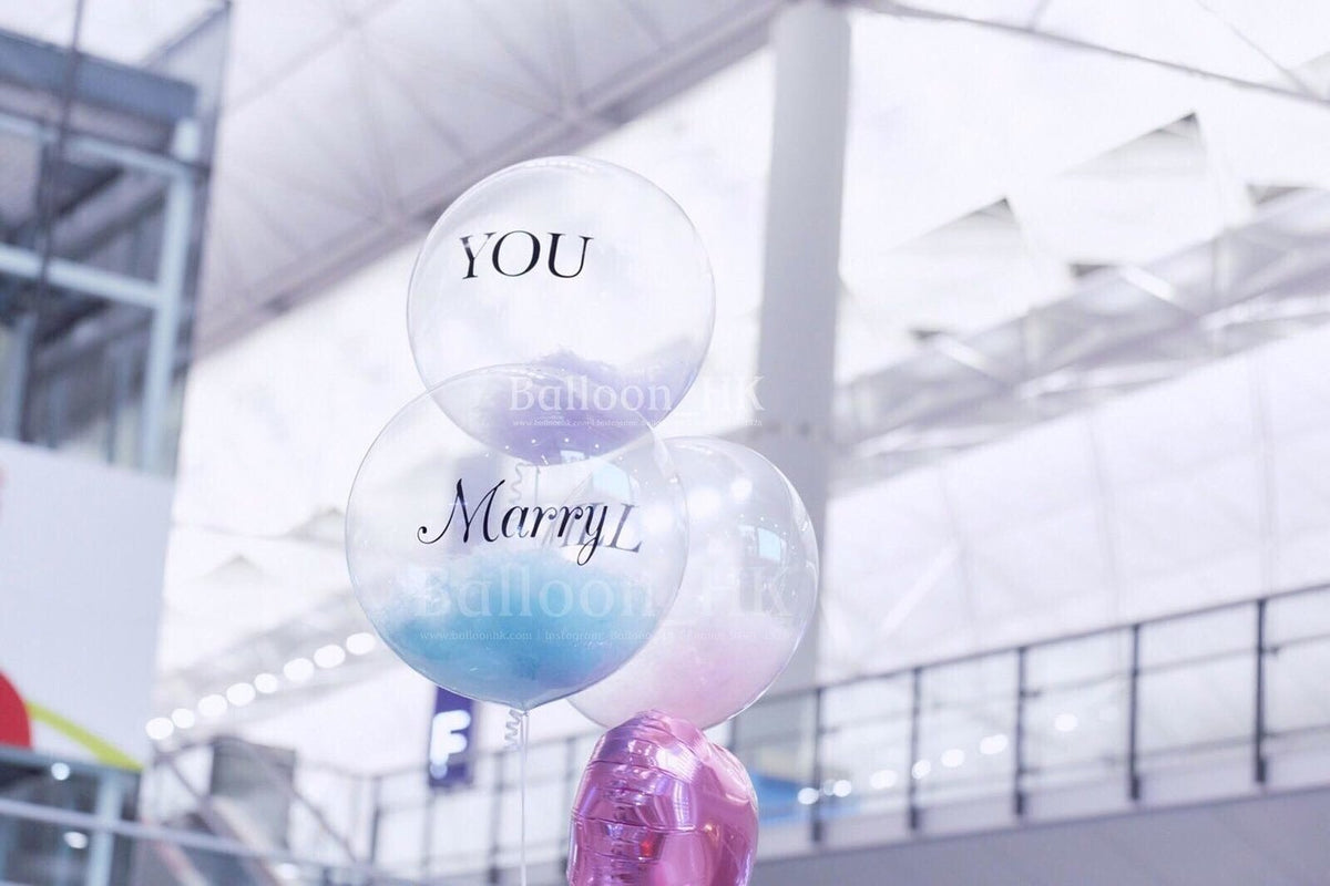 透明羽毛氣球｜Message氣球｜婚禮氣球｜ BALLOON HK 氣球專門店