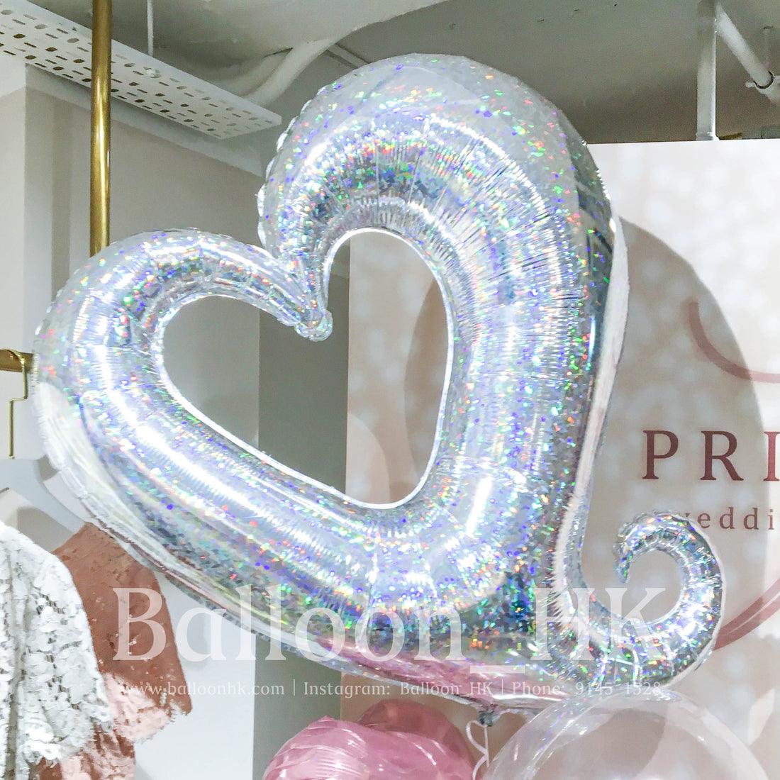 銀色勾勾心氣球 ｜氫氣球｜錫紙氣球| Balloon HK 