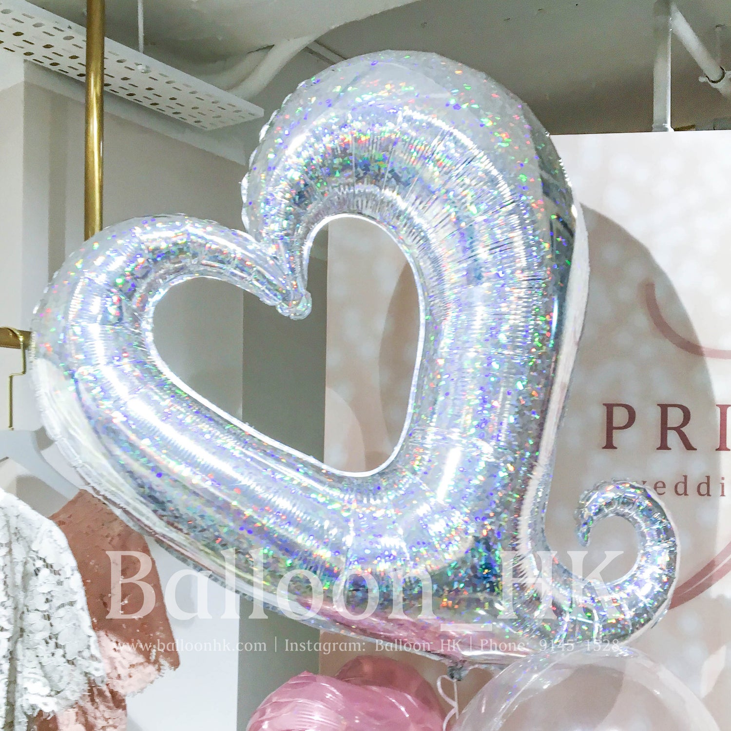 銀色勾勾心氣球 ｜氫氣球｜錫紙氣球| Balloon HK 
