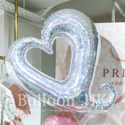 銀色勾勾心氣球 ｜氫氣球｜錫紙氣球| Balloon HK 
