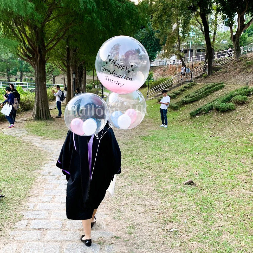 畢業氣球｜自訂Message氣球｜透明羽毛氣球｜BALLOON HK 氣球專門店