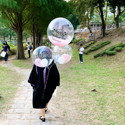 畢業氣球｜自訂Message氣球｜透明羽毛氣球｜BALLOON HK 氣球專門店