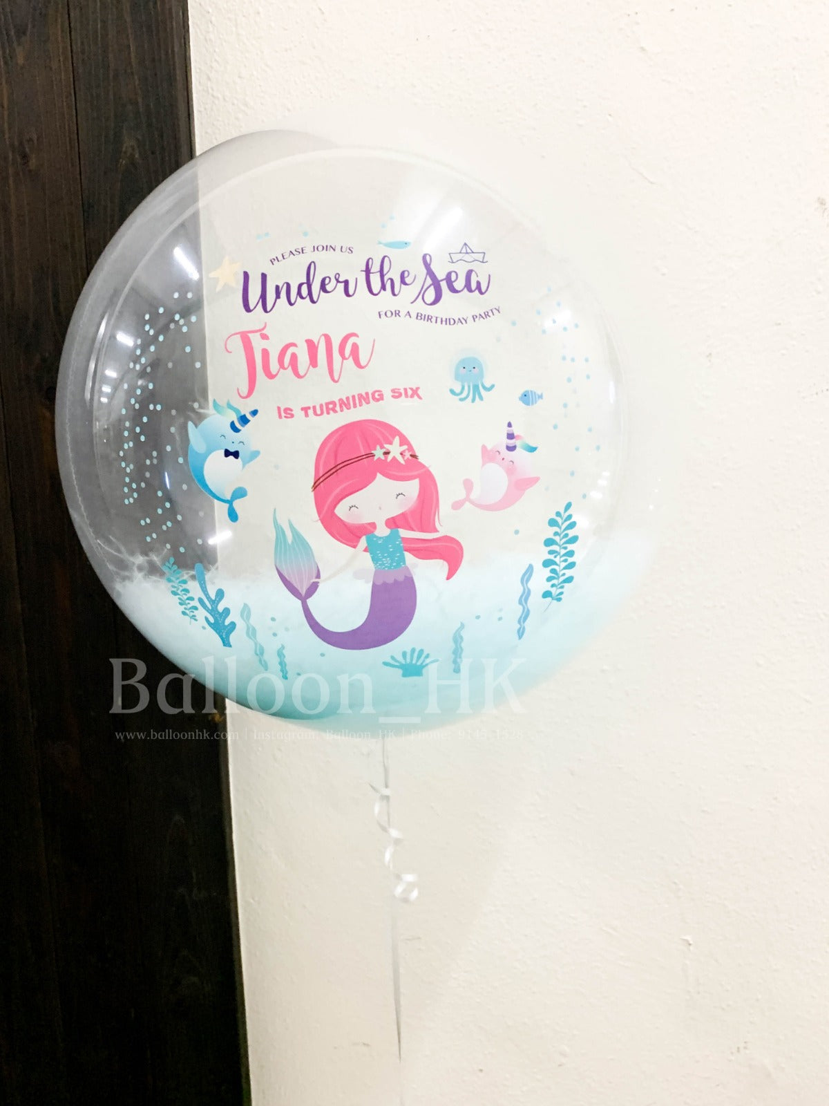 彩印水晶羽毛氣球 - Mermaid (3天預訂)