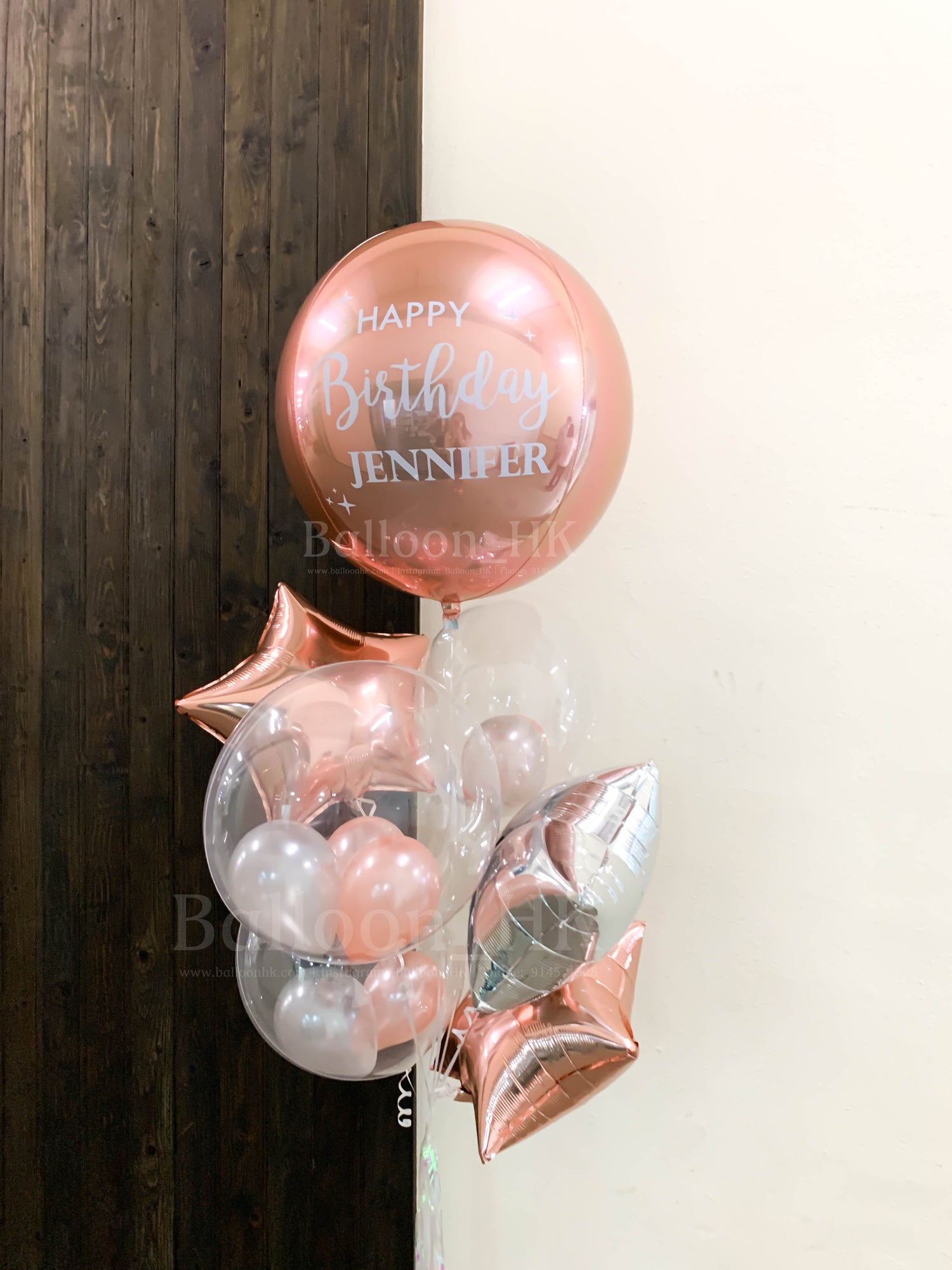 生日氣球束 38 - 玫瑰金色