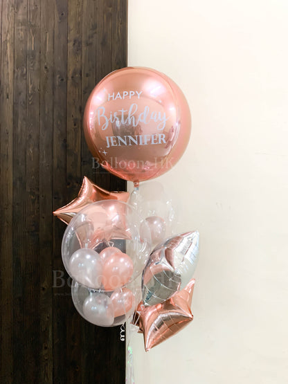 生日氣球束 38 - 玫瑰金色