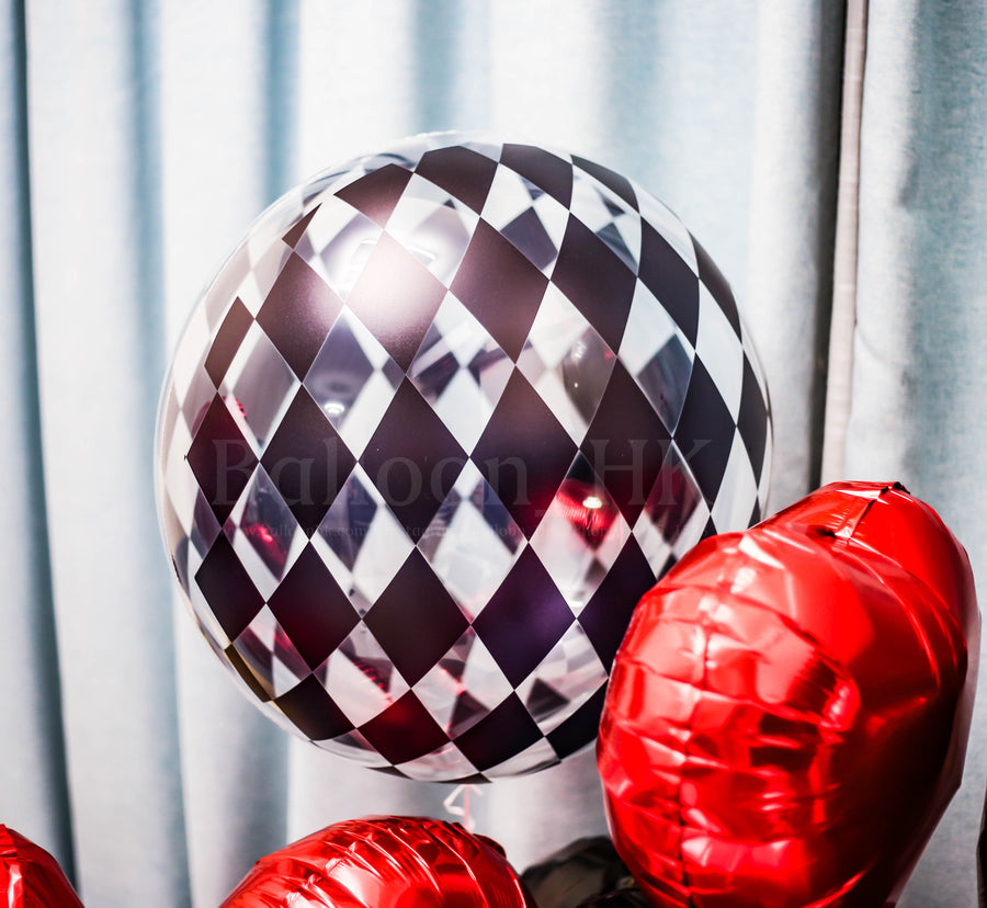 24" 彩印水晶氣球 - Alice Rhombus Black (3天預訂)