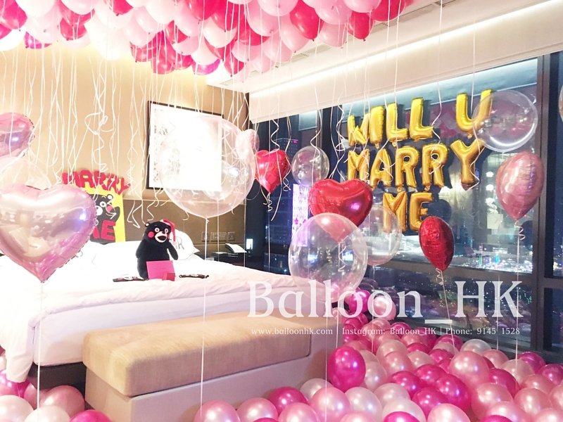 求婚氣球｜酒店求婚佈置｜求婚裝飾｜Balloon HK