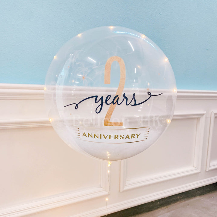 彩印水晶羽毛氣球Anniversary 主題  + LED燈 (3天預訂)
