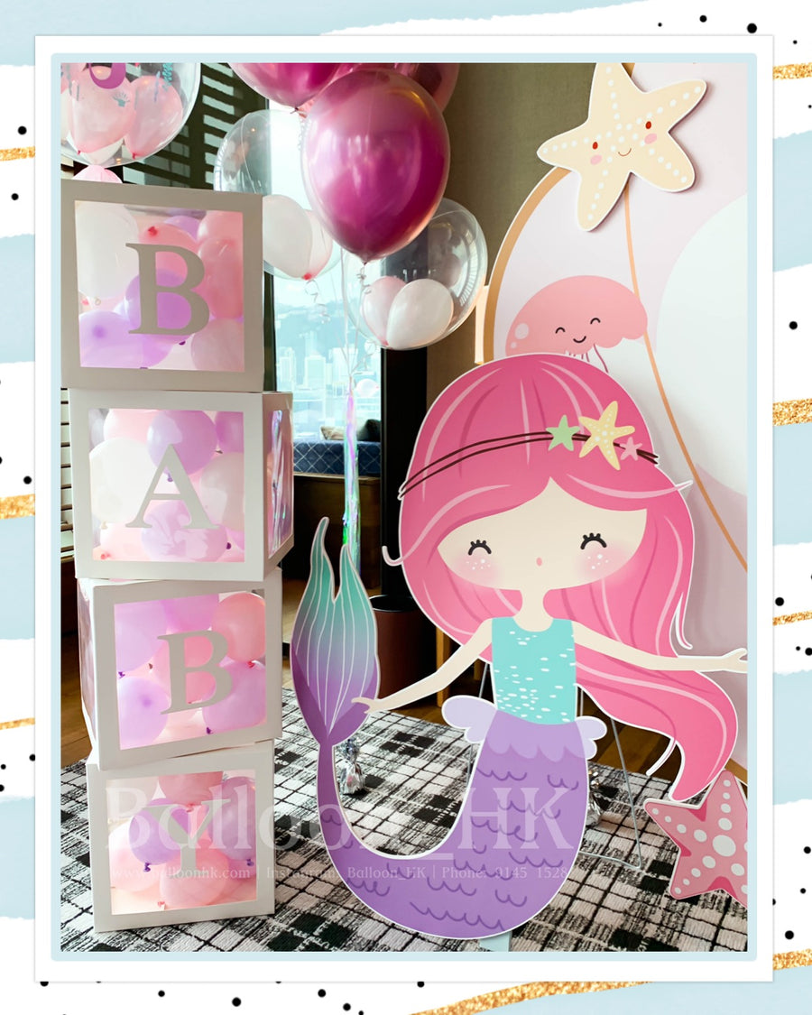 Mermaid 人型板 + BABY 氣球盒 (10天預訂)