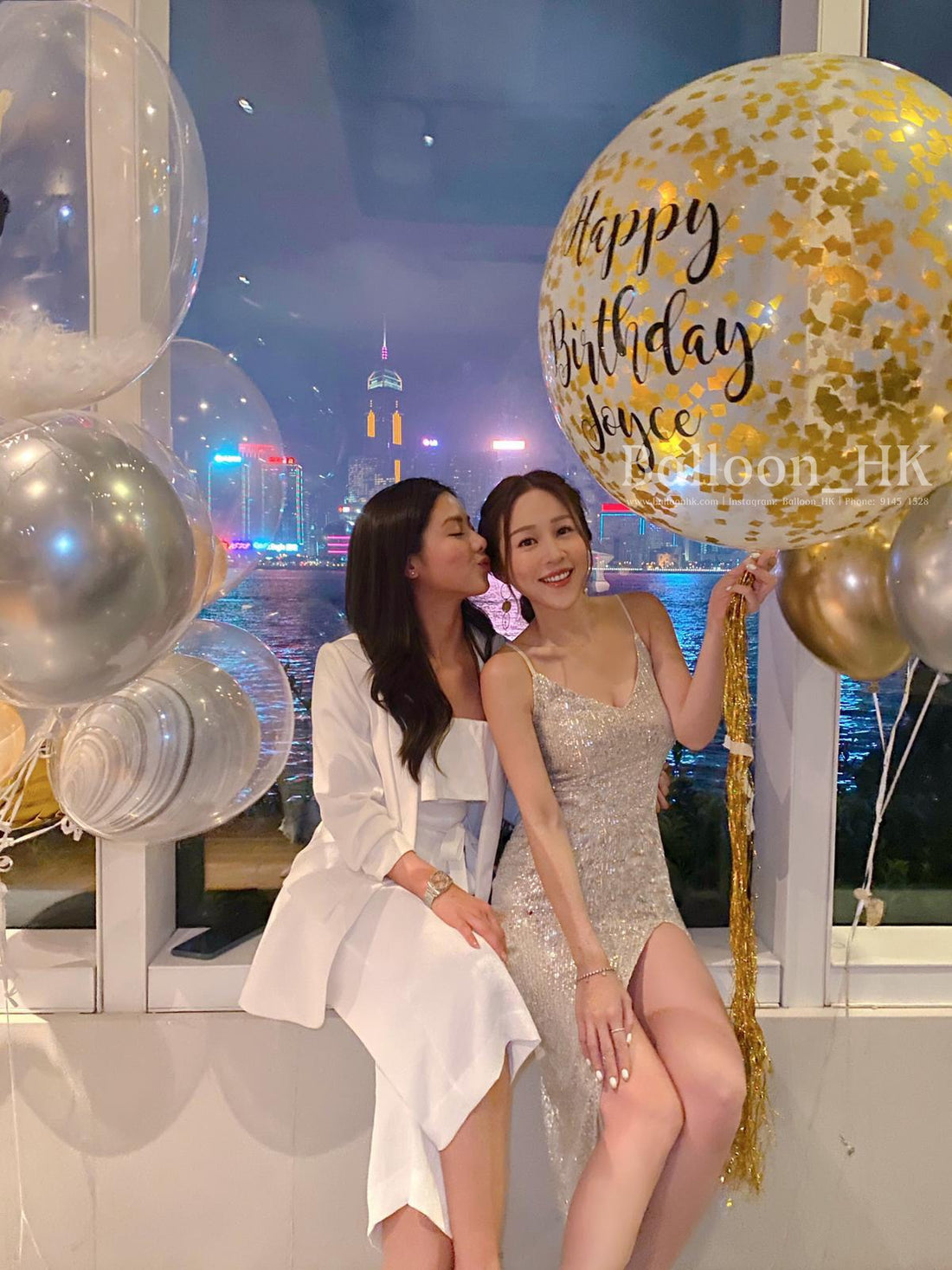 36&quot; 橡膠閃閃透明氣球+閃閃長流蘇 - 生日Message