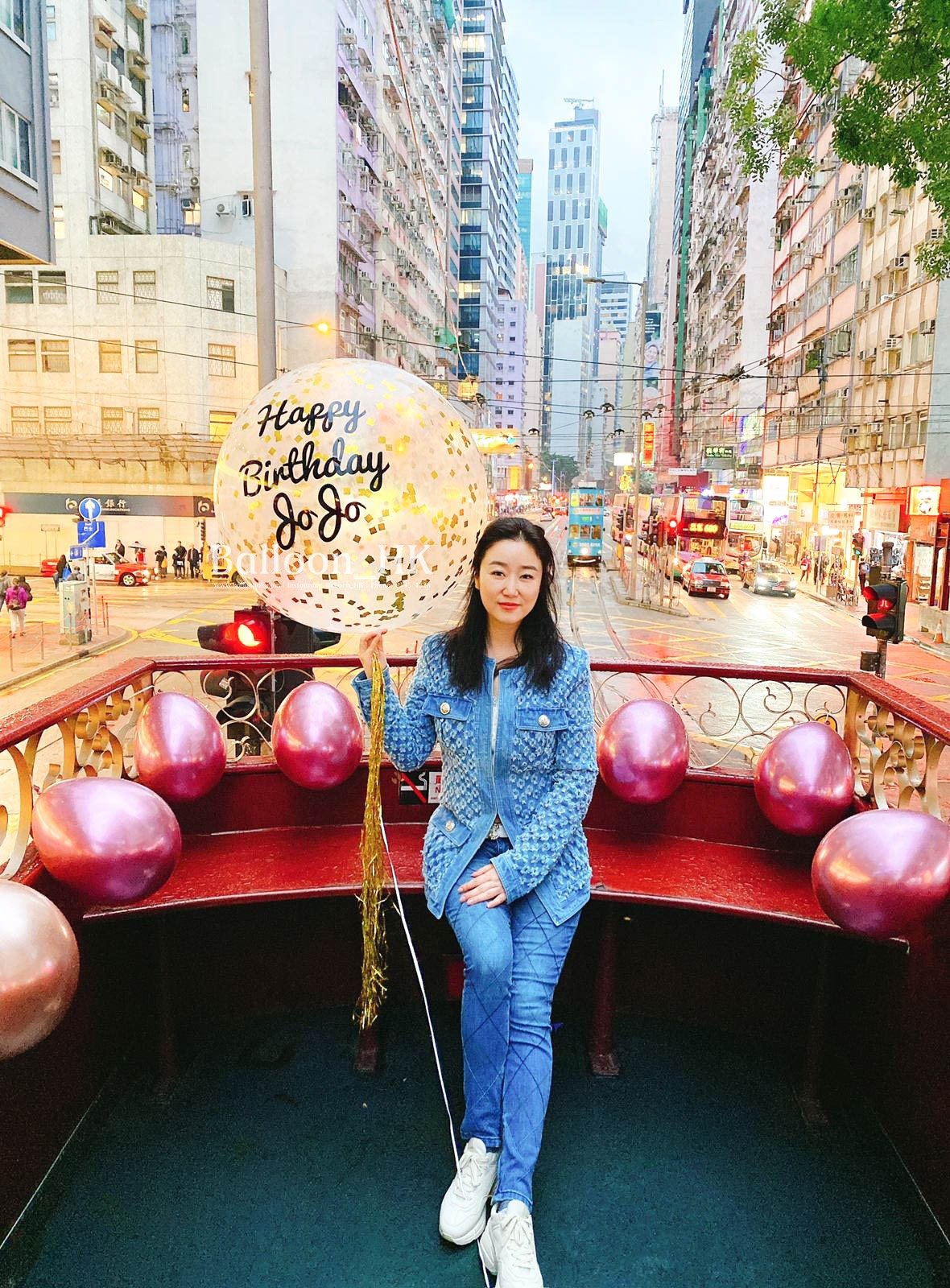 36&quot; 橡膠閃閃透明氣球+閃閃長流蘇 - 生日Message
