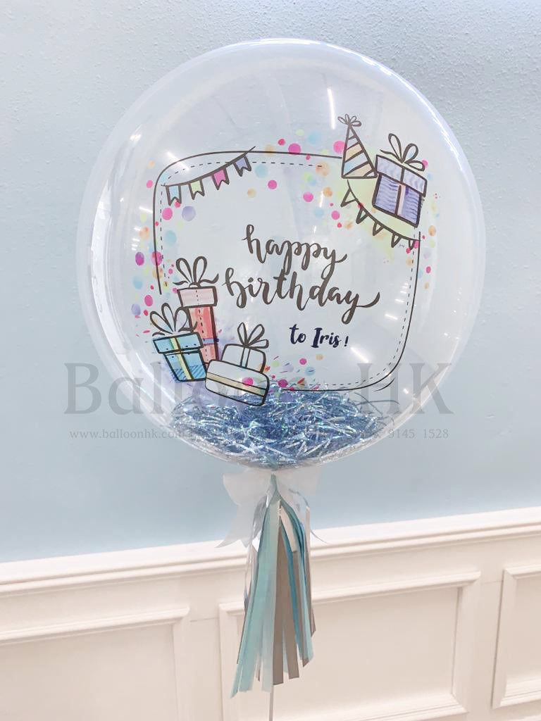 24&quot; 生日彩印水晶閃閃波+裝飾